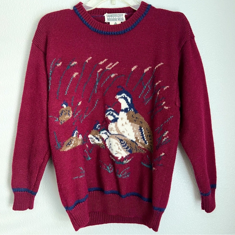 Vintage 70s Charter Club Quail Wool Knit Sweater